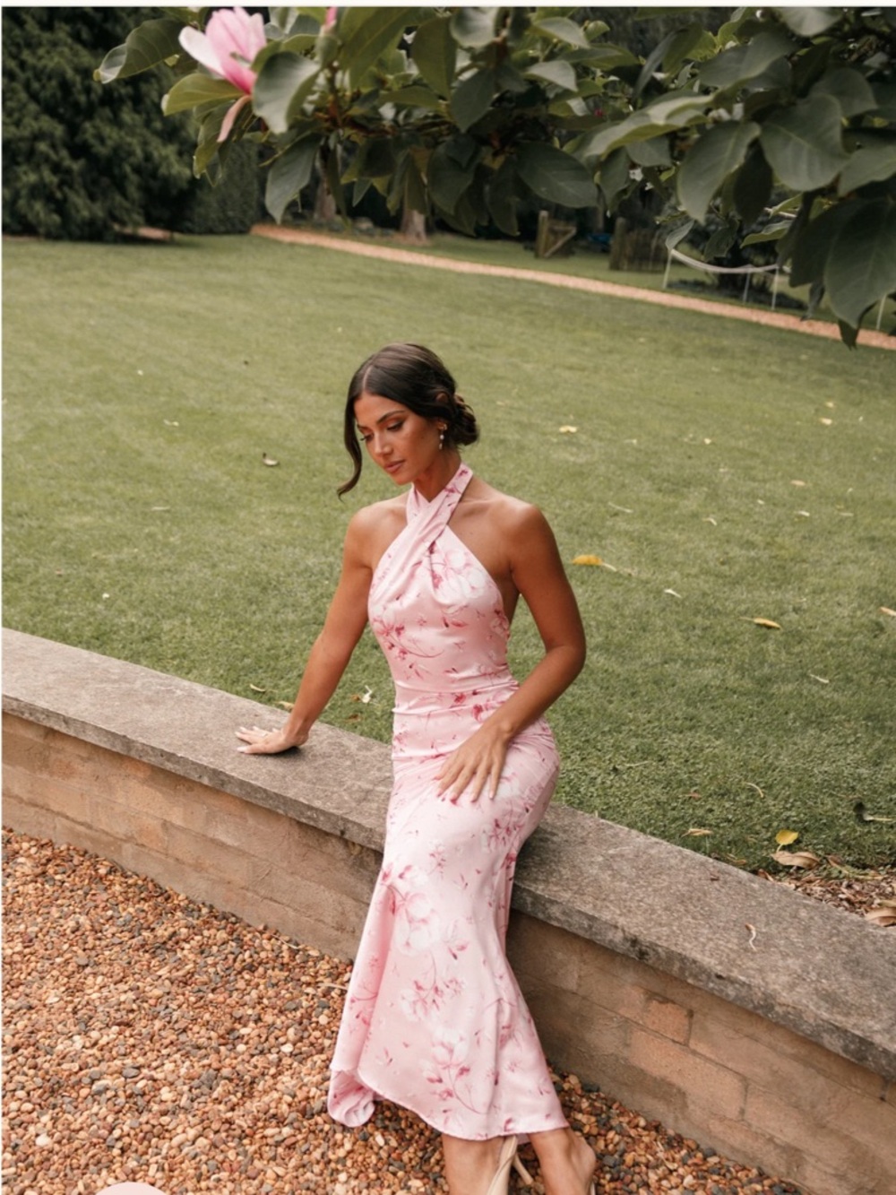 Petal & Pup Pink Floral Halter Maxi Dress - Picture 1 of 6